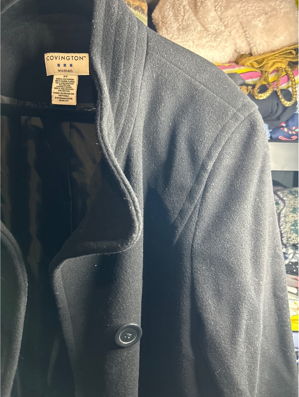 Covington Woman Black Wool Blend Coat Size 2X